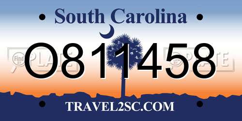 O811458 South Carolina License Plate