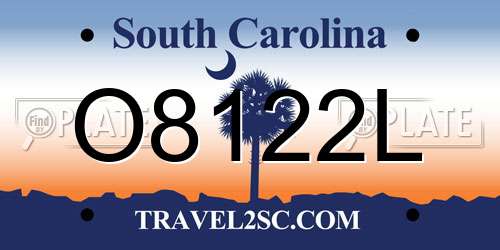 O8122L South Carolina License Plate