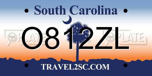 O812ZL South Carolina License Plate