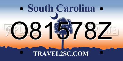O81578Z South Carolina License Plate