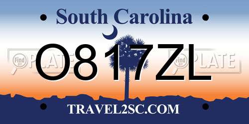 O817ZL South Carolina License Plate