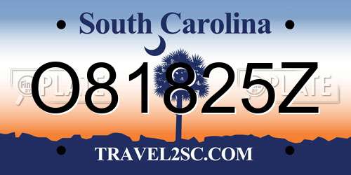 O81825Z South Carolina License Plate
