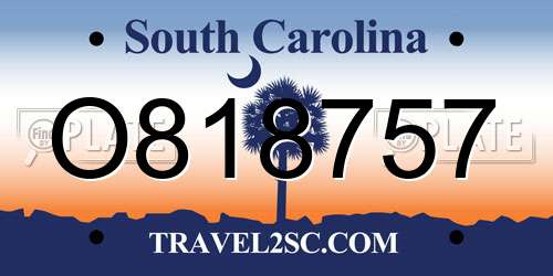 O818757 South Carolina License Plate