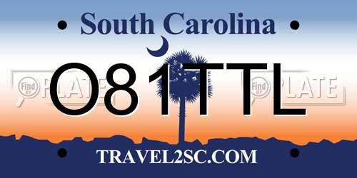 O81TTL South Carolina License Plate