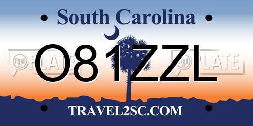O81ZZL South Carolina License Plate