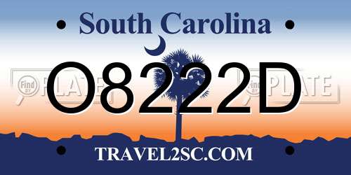 O8222D South Carolina License Plate