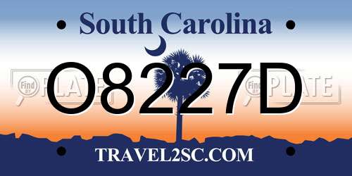 O8227D South Carolina License Plate