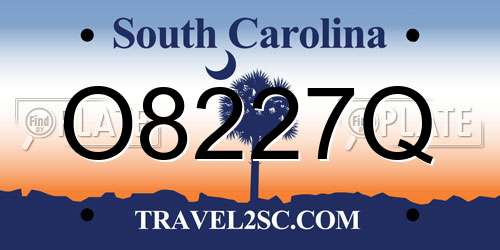 O8227Q South Carolina License Plate