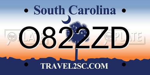 O822ZD South Carolina License Plate