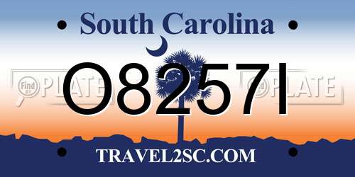 O8257I South Carolina License Plate