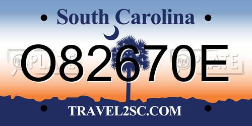 O82670E South Carolina License Plate
