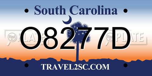 O8277D South Carolina License Plate