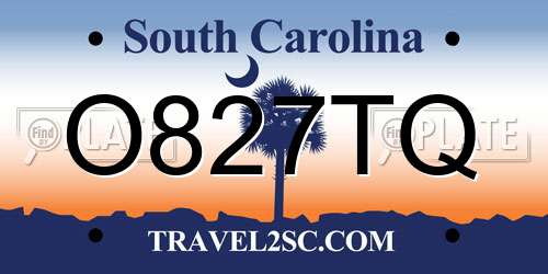 O827TQ South Carolina License Plate
