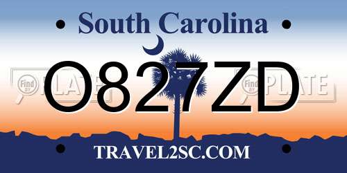 O827ZD South Carolina License Plate