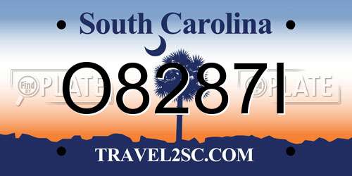 O8287I South Carolina License Plate