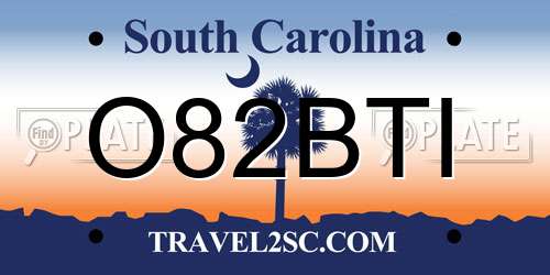 O82BTI South Carolina License Plate