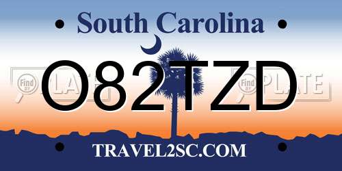 O82TZD South Carolina License Plate