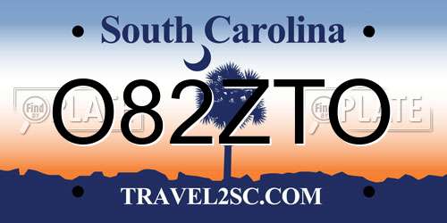 O82ZTO South Carolina License Plate
