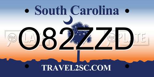 O82ZZD South Carolina License Plate
