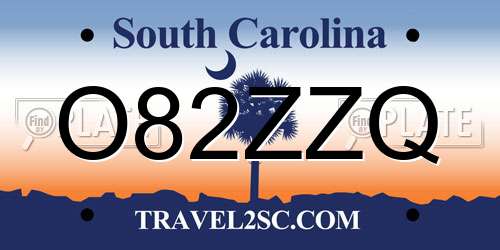 O82ZZQ South Carolina License Plate