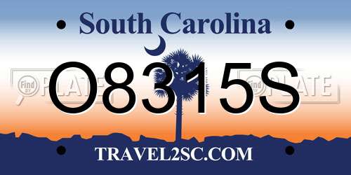 O8315S South Carolina License Plate