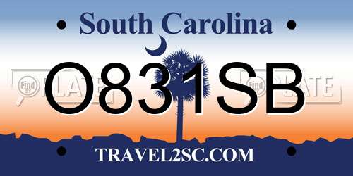 O831SB South Carolina License Plate