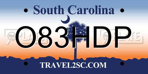 O83HDP South Carolina License Plate