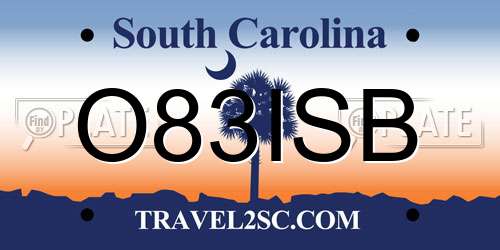 O83ISB South Carolina License Plate