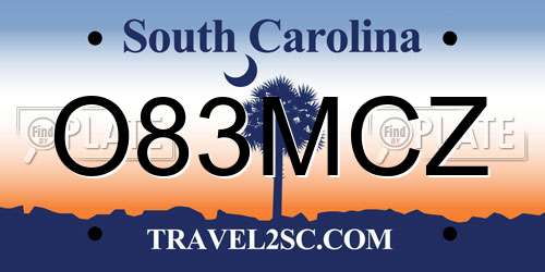 O83MCZ South Carolina License Plate