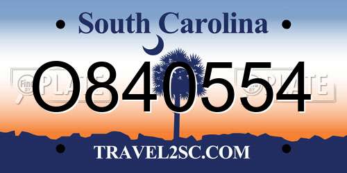 O840554 South Carolina License Plate
