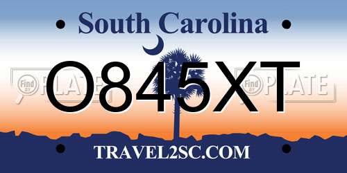 O845XT South Carolina License Plate