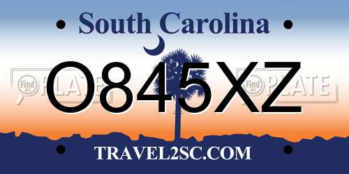 O845XZ South Carolina License Plate
