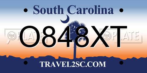 O848XT South Carolina License Plate