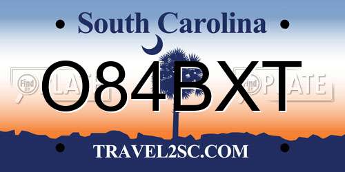 O84BXT South Carolina License Plate