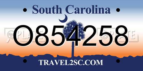 O854258 South Carolina License Plate