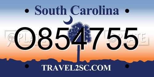 O854755 South Carolina License Plate