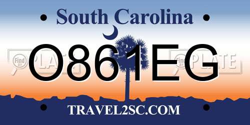 O861EG South Carolina License Plate