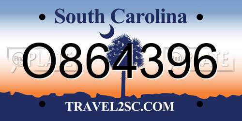 O864396 South Carolina License Plate