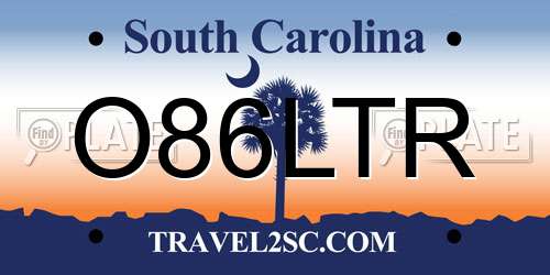 O86LTR South Carolina License Plate