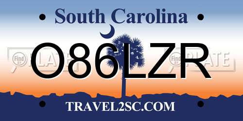 O86LZR South Carolina License Plate