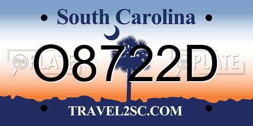 O8722D South Carolina License Plate