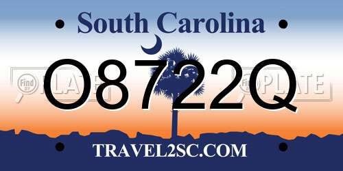 O8722Q South Carolina License Plate