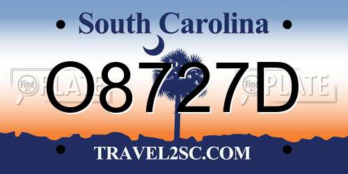 O8727D South Carolina License Plate
