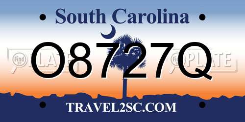 O8727Q South Carolina License Plate