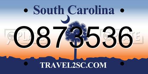O873536 South Carolina License Plate