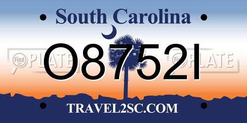 O8752I South Carolina License Plate