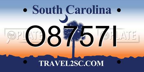 O8757I South Carolina License Plate