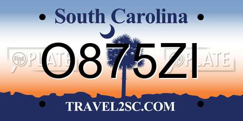 O875ZI South Carolina License Plate