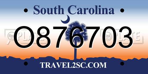 O876703 South Carolina License Plate