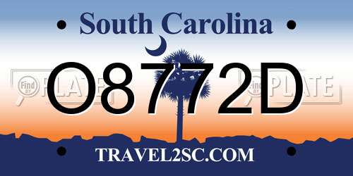 O8772D South Carolina License Plate